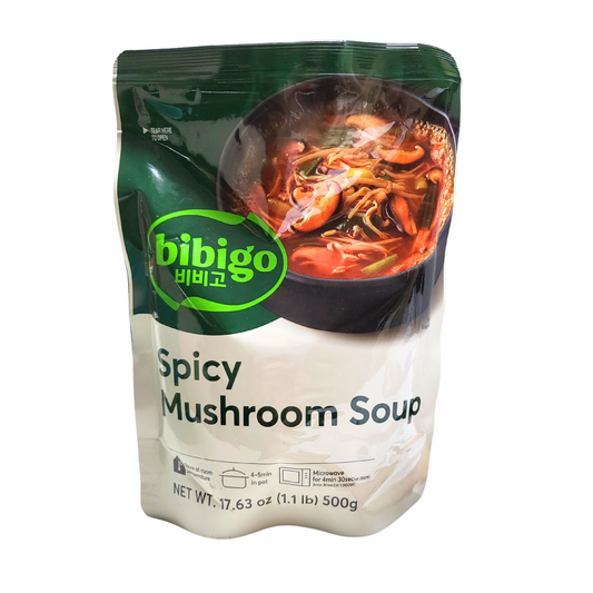 Korean pantry staples including Bibigo soup and sauces
