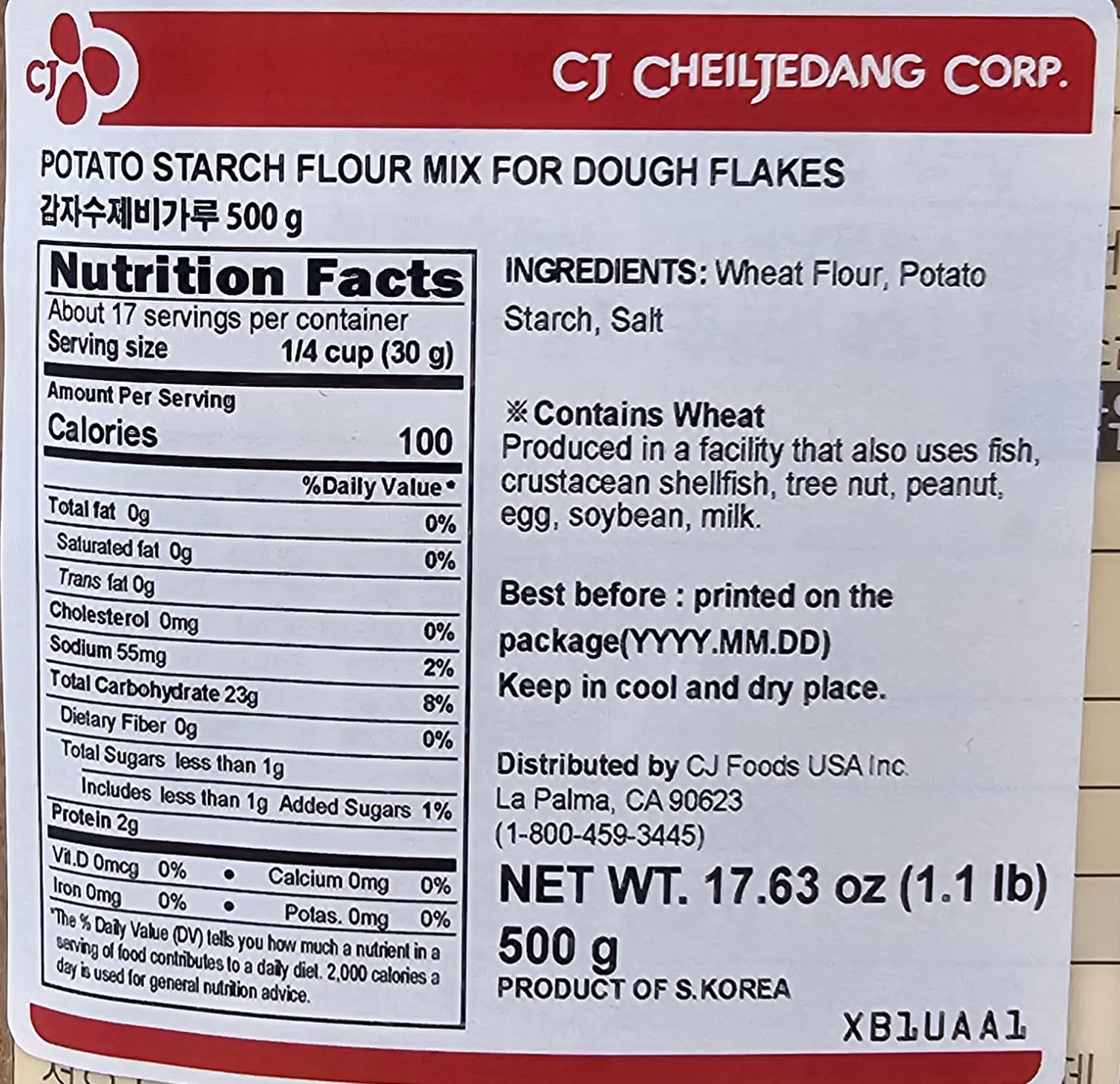 CJ Beksul Potato Starch Flour Mix for Dough Flakes