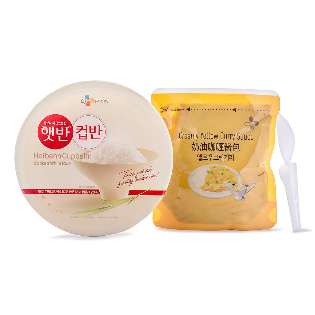 CJ Cooked White Rice with Creamy Yellow Curry Sauce