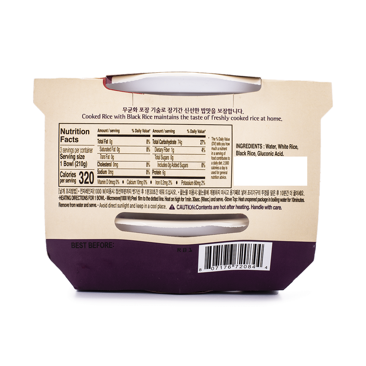 CJ Hetbahn Cooked Rice with Black Rice Bowls 3packs