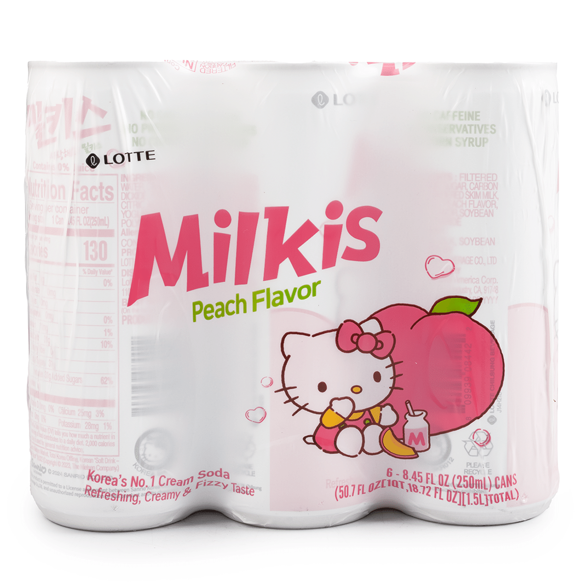 Lotte Milkis Peach – Sparkling Milky Peach Soda – Woori Marketplace