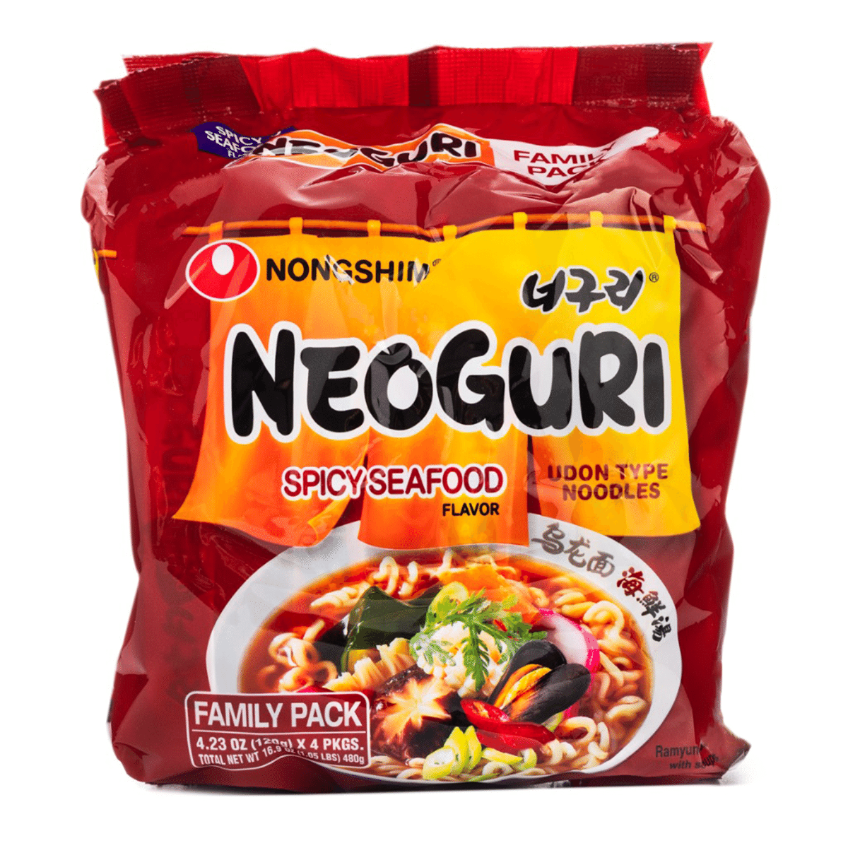 Nongshim Neoguri Instant Udon Type Noodles, Spicy Seafood Flavor
