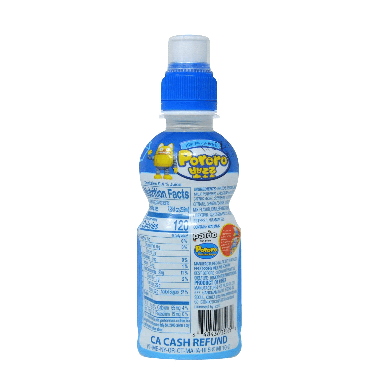Paldo Pororo Milk Flavor Drink 7.95oz