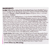 Ingredients list for Samyang Buldak Ramen Carbonara Hot Chicken Flavor, detailing noodles and sauce packet contents.